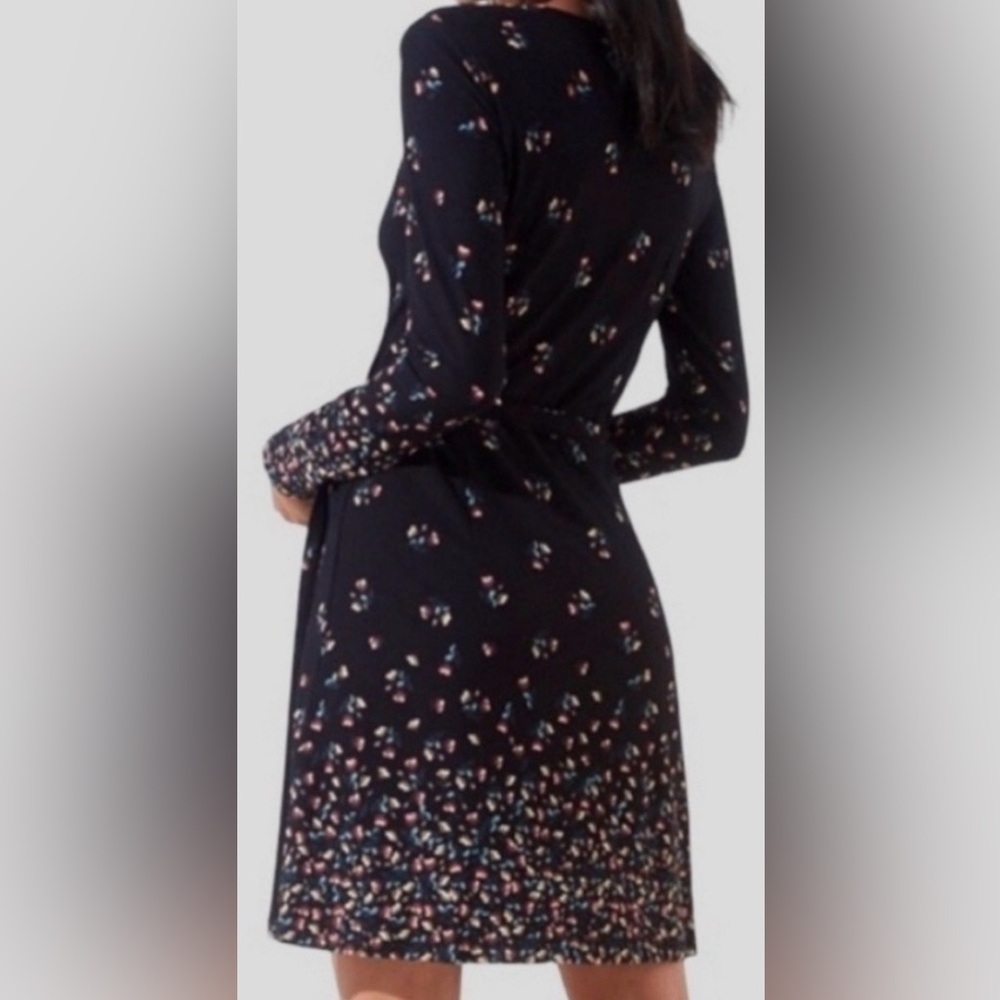 NWT The Loft Black Floral Wrap Dress - Picture 2 of 7